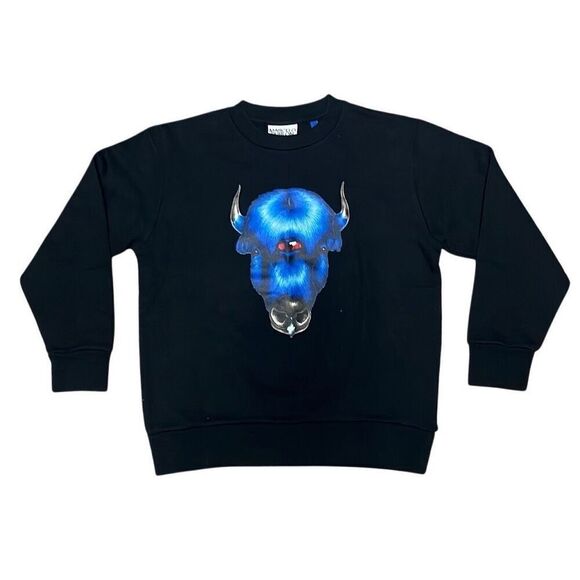 MARCELO BURLON Boys 6 Monster Bull Black Blue Sweatshirt NWOT Italy $215 Retail - Picture 1 of 6
